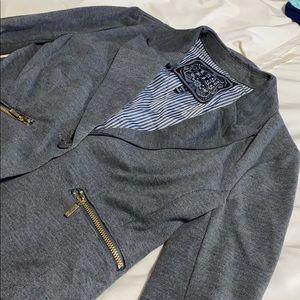 Gray zipper detail blazer